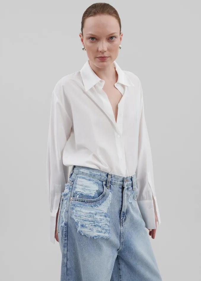The Frankie Shop Bottoms Ceres Ripped Jeans 8211 Worn Wash 8211 Women