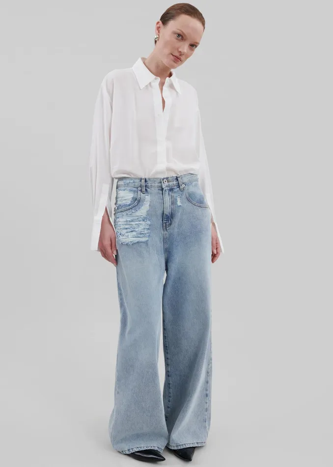 The Frankie Shop Bottoms Ceres Ripped Jeans 8211 Worn Wash 8211 Women