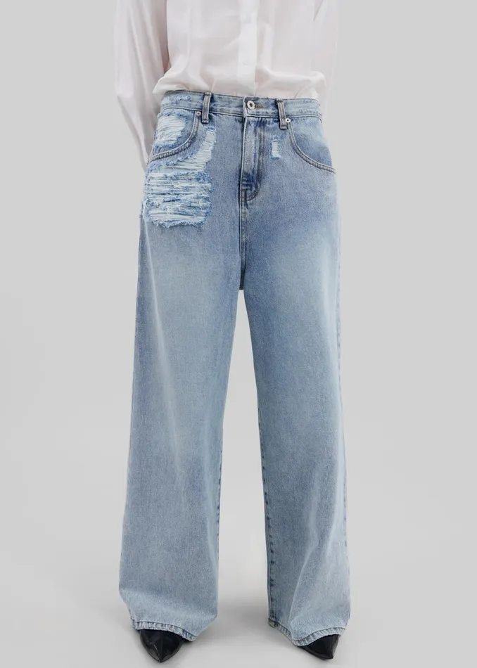 The Frankie Shop Bottoms Ceres Ripped Jeans 8211 Worn Wash 8211 Women