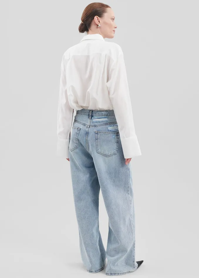 The Frankie Shop Bottoms Ceres Ripped Jeans 8211 Worn Wash 8211 Women