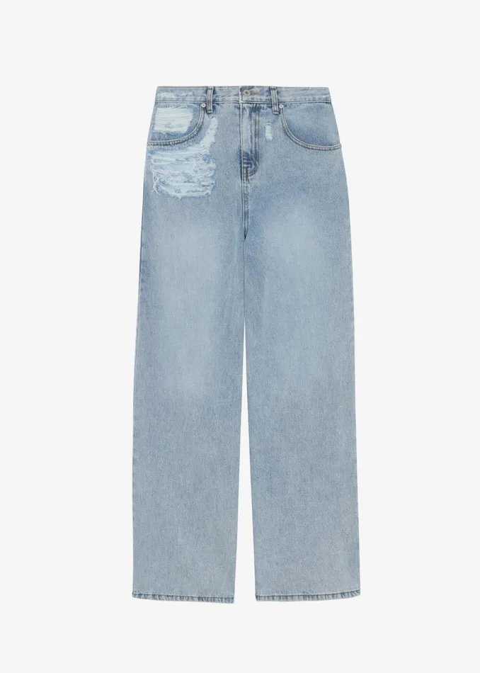 The Frankie Shop Bottoms Ceres Ripped Jeans 8211 Worn Wash 8211 Women