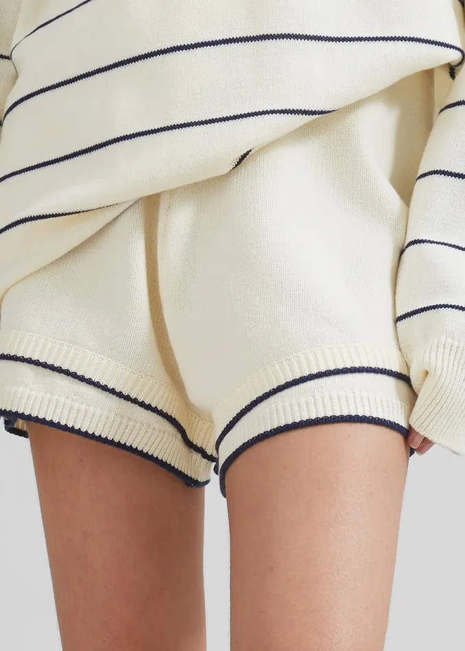 The Frankie Shop Bottoms Claudia Knit Shorts 8211 CreamNavy Stripe 8211 Women