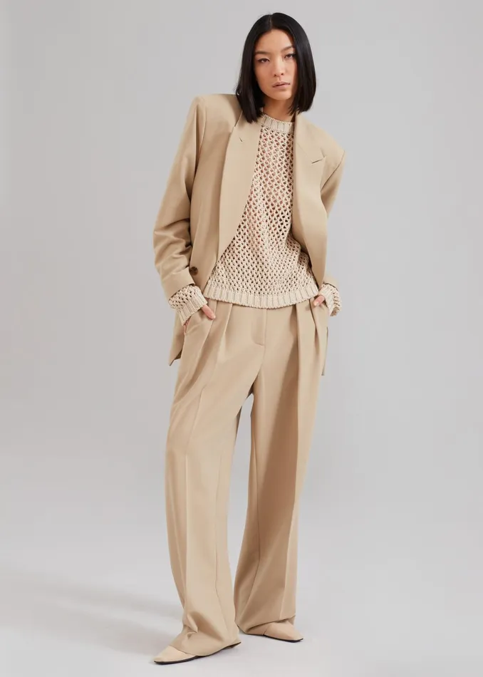The Frankie Shop Bottoms Corrin Pleated Trousers 8211 Beige 8211 Women
