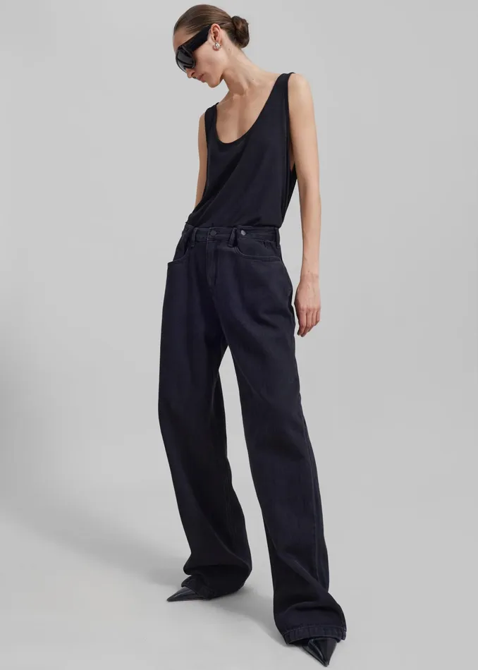 The Frankie Shop Bottoms Hayla Denim Pants 8211 Black Wash 8211 Women