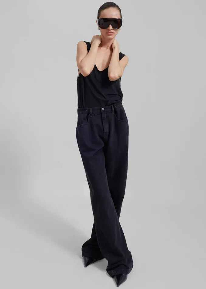 The Frankie Shop Bottoms Hayla Denim Pants 8211 Black Wash 8211 Women