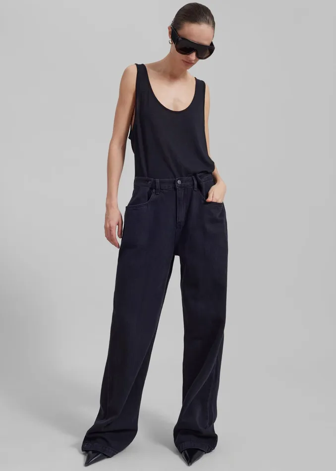The Frankie Shop Bottoms Hayla Denim Pants 8211 Black Wash 8211 Women