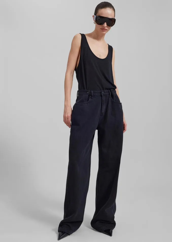 The Frankie Shop Bottoms Hayla Denim Pants 8211 Black Wash 8211 Women