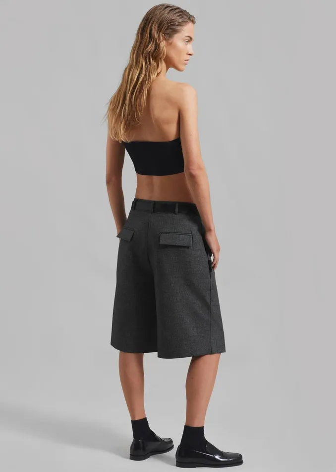 The Frankie Shop Bottoms Isara Pleated Shorts 8211 Dark Grey Melange 8211 Women