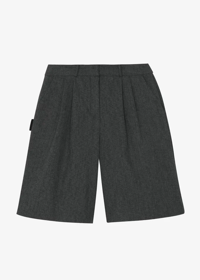 The Frankie Shop Bottoms Isara Pleated Shorts 8211 Dark Grey Melange 8211 Women