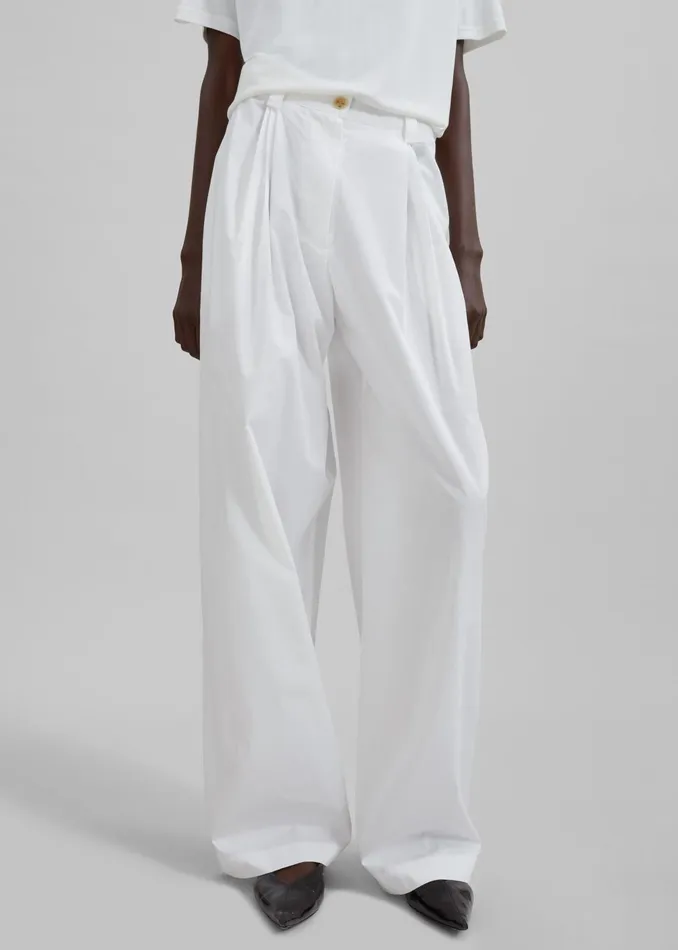 The Frankie Shop Bottoms Lea Cotton Trousers 8211 White 8211 Women