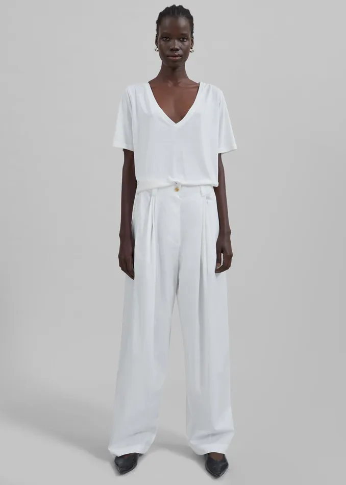 The Frankie Shop Bottoms Lea Cotton Trousers 8211 White 8211 Women
