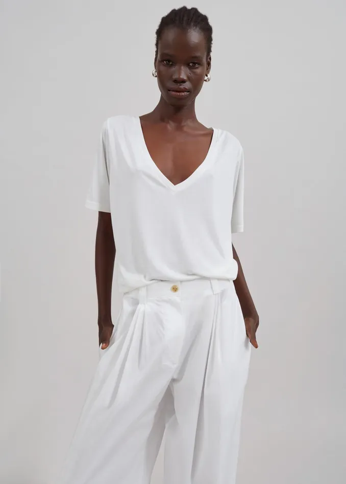 The Frankie Shop Bottoms Lea Cotton Trousers 8211 White 8211 Women