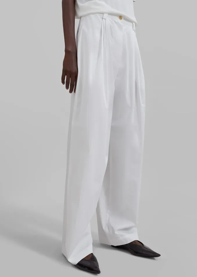 The Frankie Shop Bottoms Lea Cotton Trousers 8211 White 8211 Women