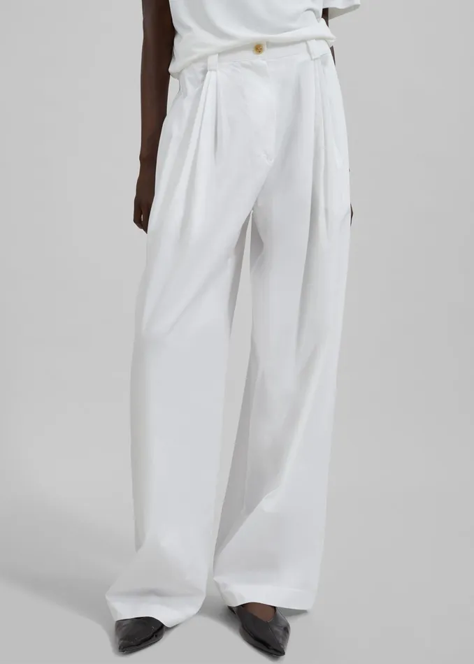 The Frankie Shop Bottoms Lea Cotton Trousers 8211 White 8211 Women