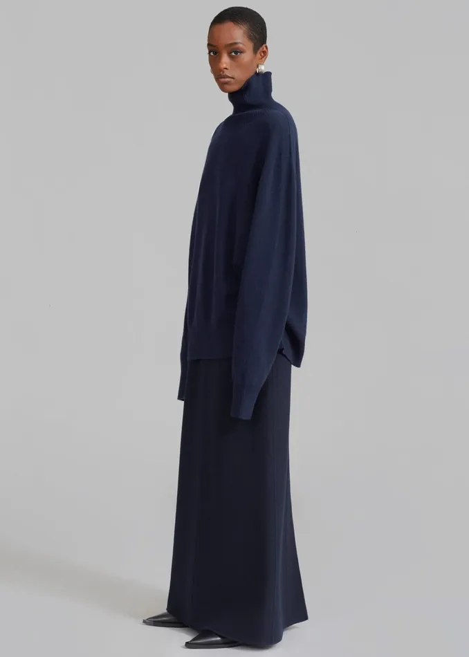 The Frankie Shop Bottoms Malvo Long Wool Pencil Skirt 8211 Navy 8211 Women