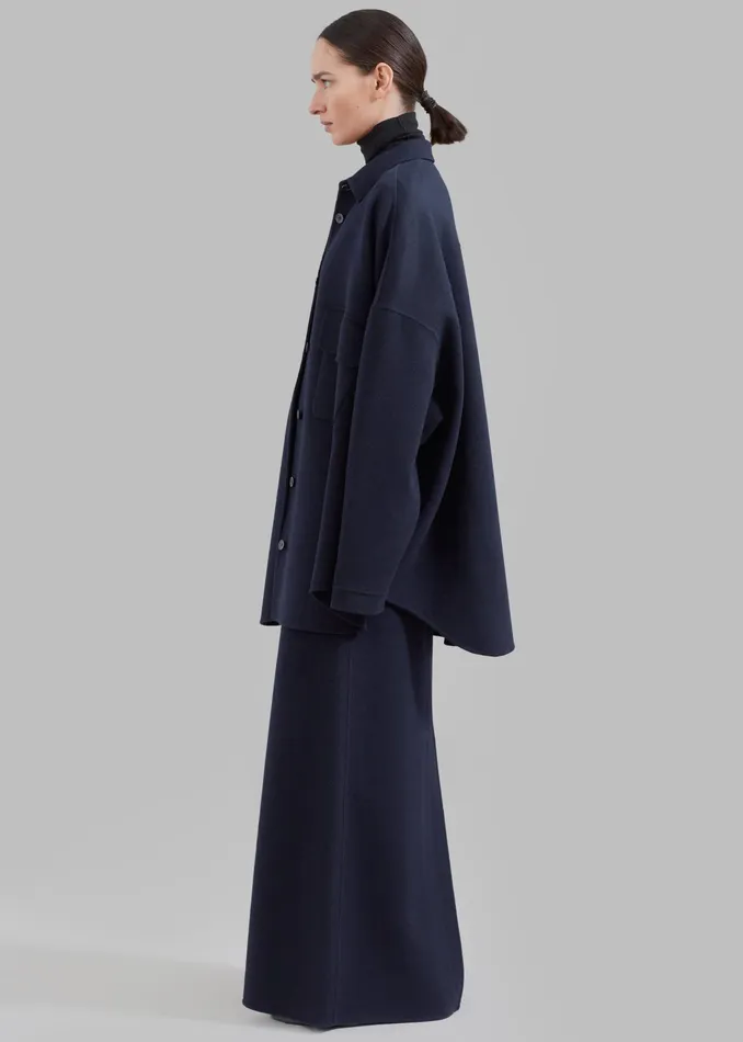 The Frankie Shop Bottoms Malvo Long Wool Pencil Skirt 8211 Navy 8211 Women
