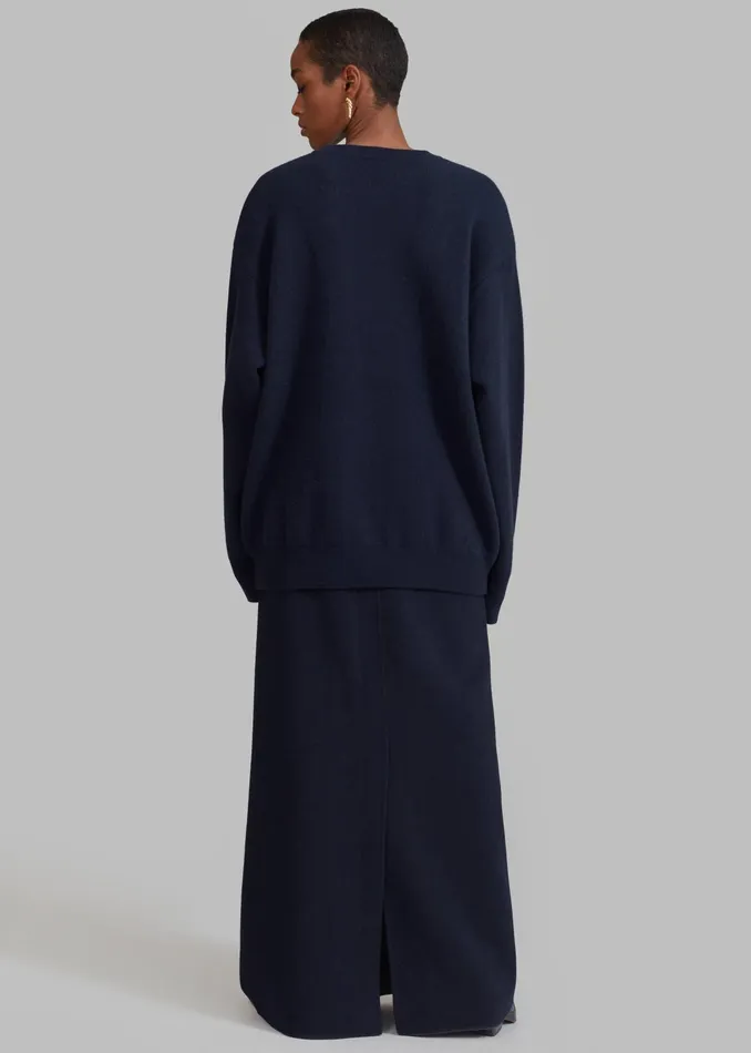 The Frankie Shop Bottoms Malvo Long Wool Pencil Skirt 8211 Navy 8211 Women