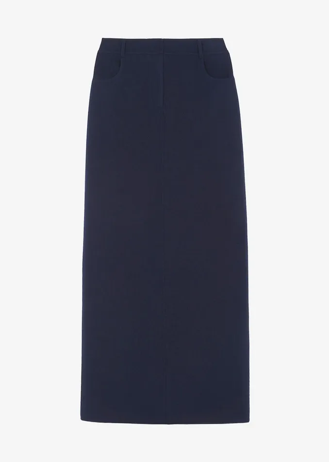 The Frankie Shop Bottoms Malvo Long Wool Pencil Skirt 8211 Navy 8211 Women