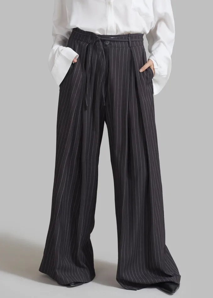 The Frankie Shop Bottoms Noor Wide Pants 8211 Grey Pinstripe 8211 Women