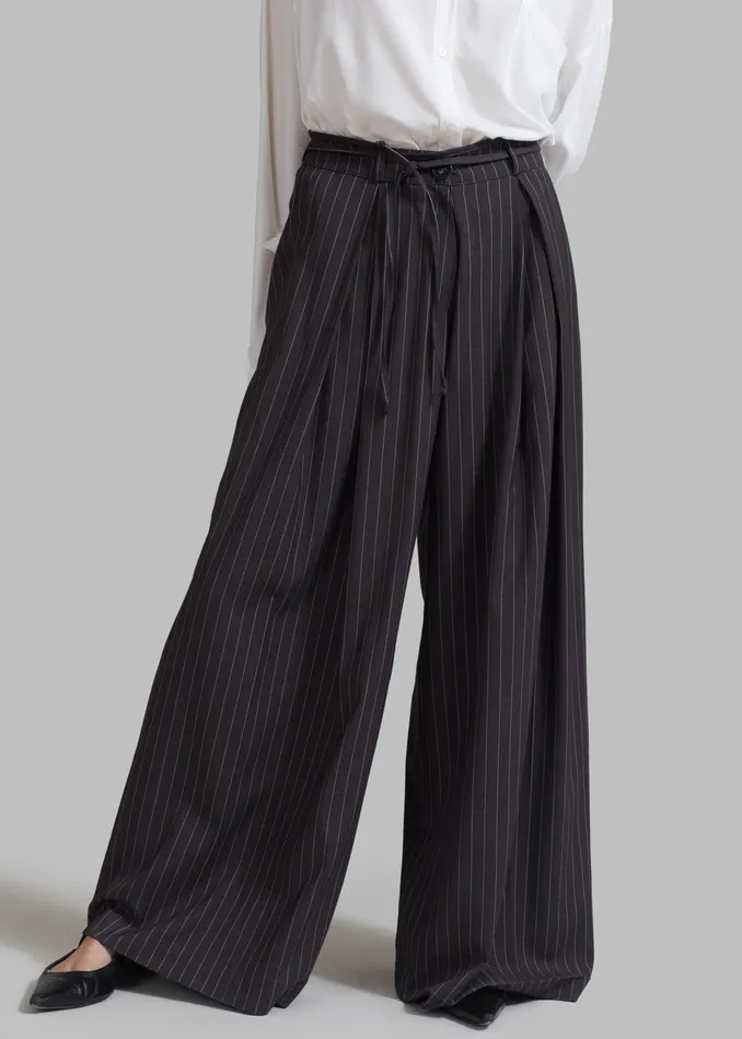 The Frankie Shop Bottoms Noor Wide Pants 8211 Grey Pinstripe 8211 Women