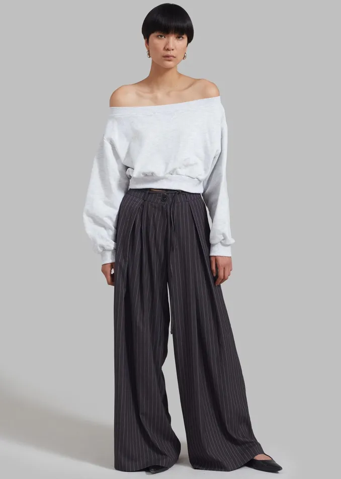 The Frankie Shop Bottoms Noor Wide Pants 8211 Grey Pinstripe 8211 Women