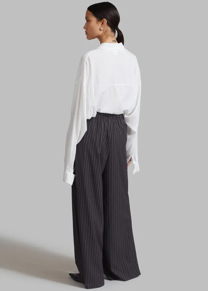 The Frankie Shop Bottoms Noor Wide Pants 8211 Grey Pinstripe 8211 Women