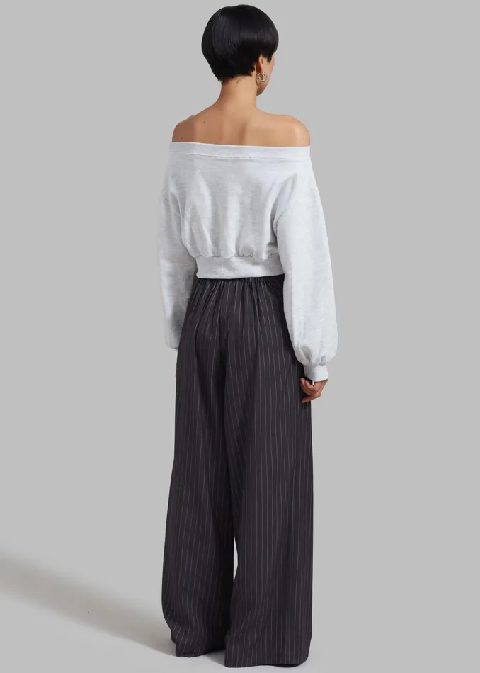 The Frankie Shop Bottoms Noor Wide Pants 8211 Grey Pinstripe 8211 Women