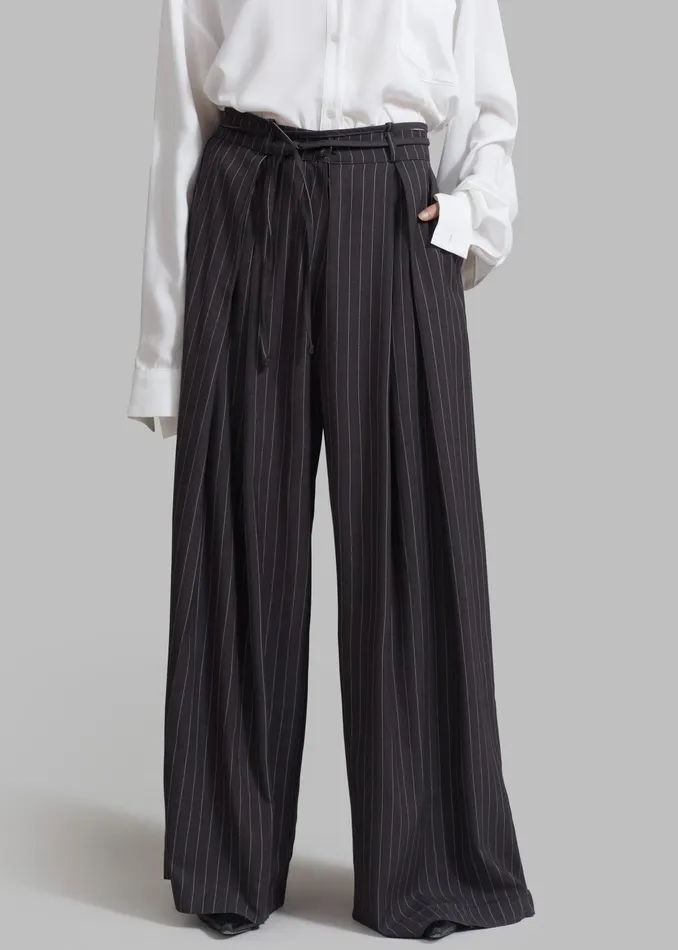 The Frankie Shop Bottoms Noor Wide Pants 8211 Grey Pinstripe 8211 Women