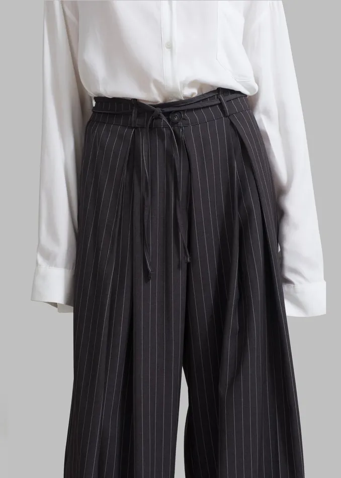 The Frankie Shop Bottoms Noor Wide Pants 8211 Grey Pinstripe 8211 Women