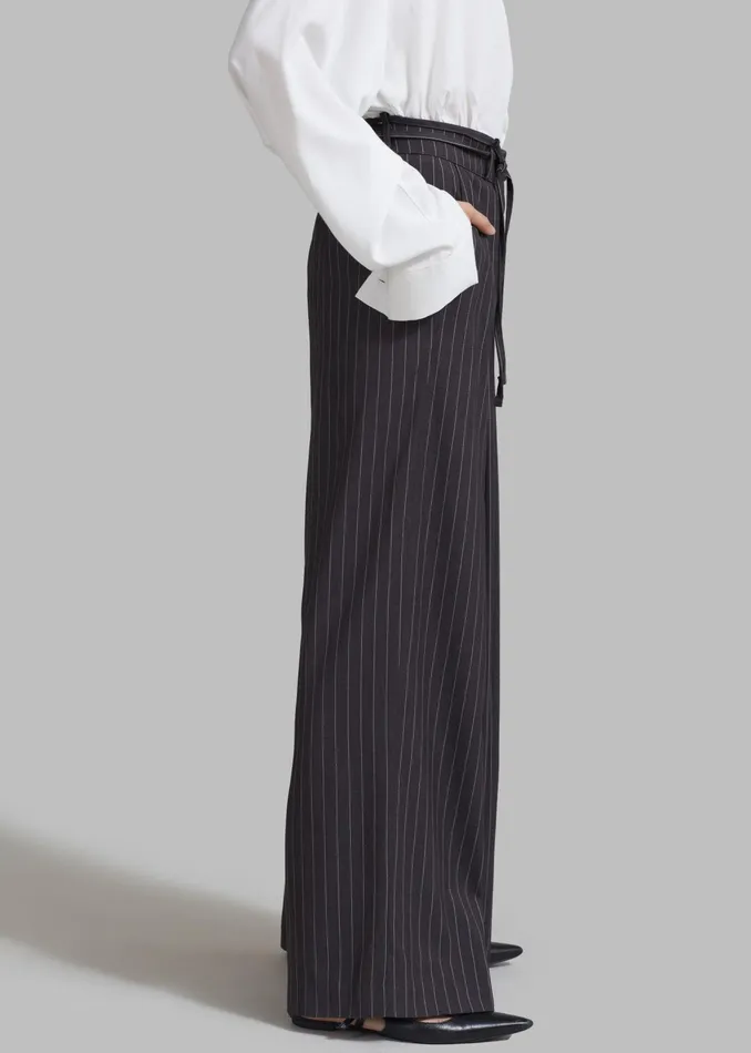 The Frankie Shop Bottoms Noor Wide Pants 8211 Grey Pinstripe 8211 Women