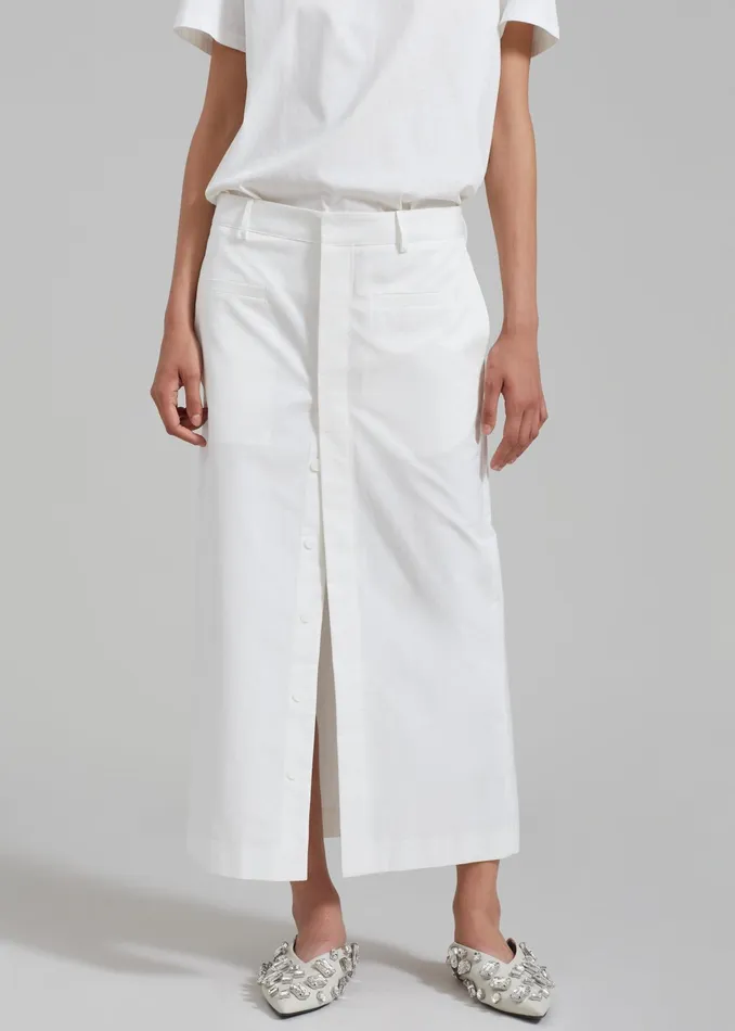 The Frankie Shop Bottoms Norah Slit Midi Skirt 8211 White 8211 Women