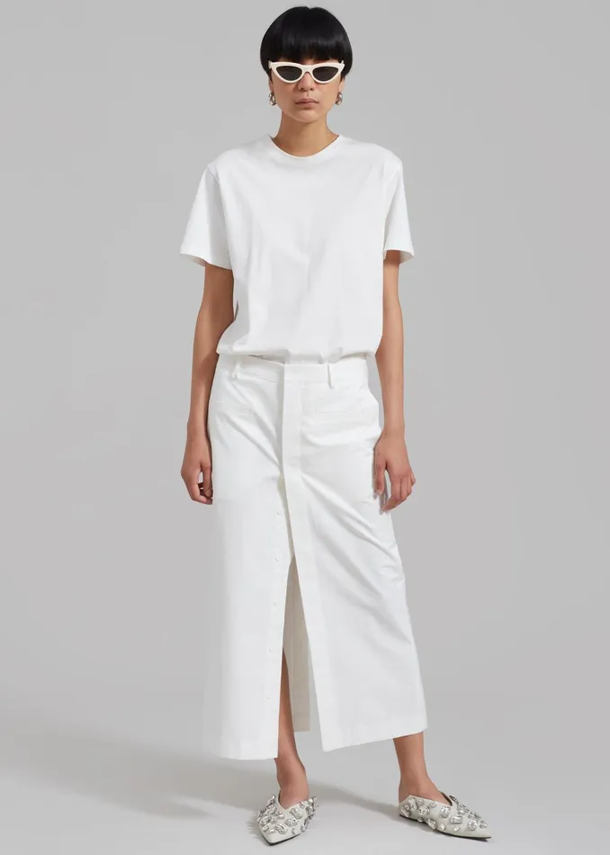 The Frankie Shop Bottoms Norah Slit Midi Skirt 8211 White 8211 Women
