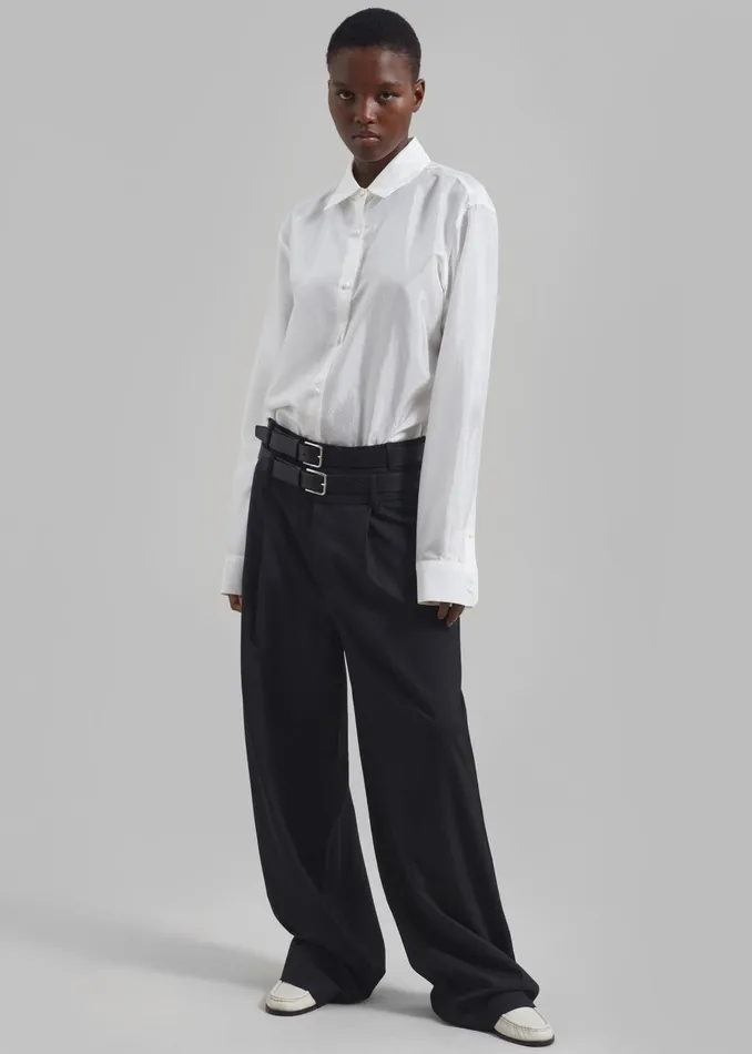 The Frankie Shop Bottoms Olwen Pintuck Trousers 8211 Black 8211 Women