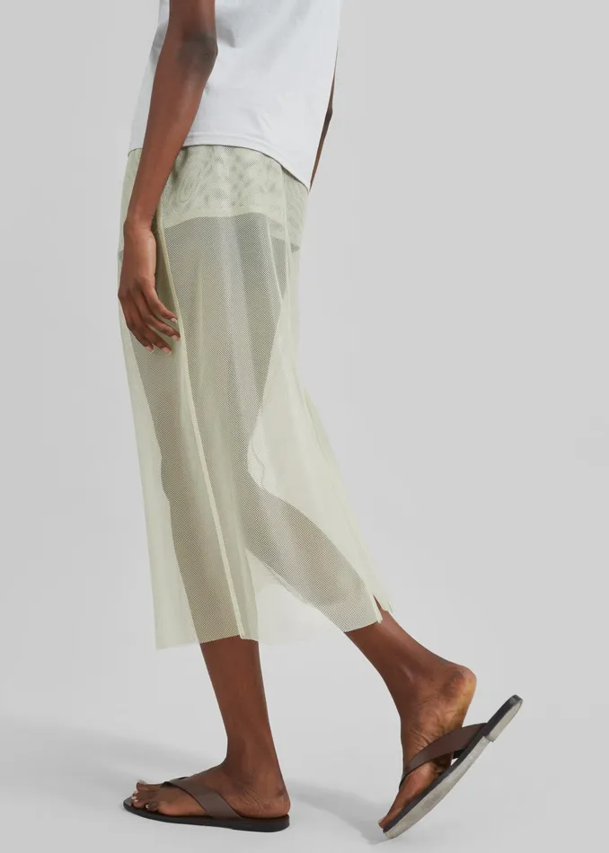 The Frankie Shop Bottoms Verna Semi Sheer Midi Skirt 8211 Moss Green 8211 Women