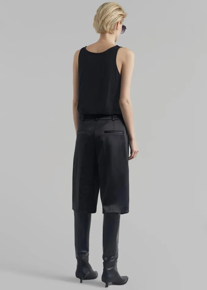 The Frankie Shop Bottoms Vienna Satin Bermuda Shorts 8211 Black 8211 Women