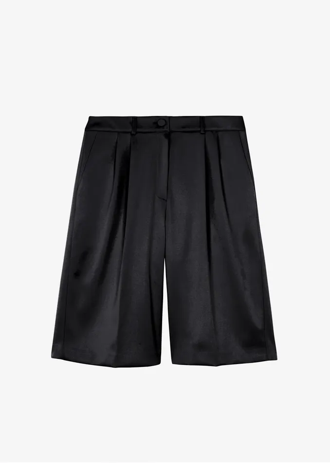 The Frankie Shop Bottoms Vienna Satin Bermuda Shorts 8211 Black 8211 Women