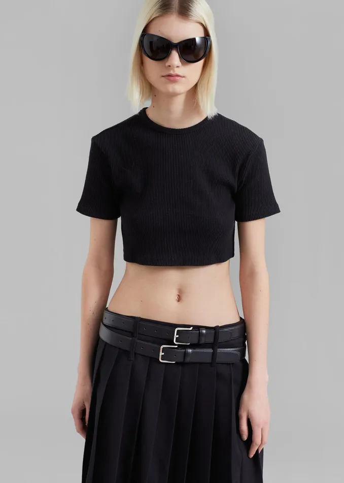 The Frankie Shop Bottoms Wednesday Belted Pleated Skirt 8211 Black 8211 Women