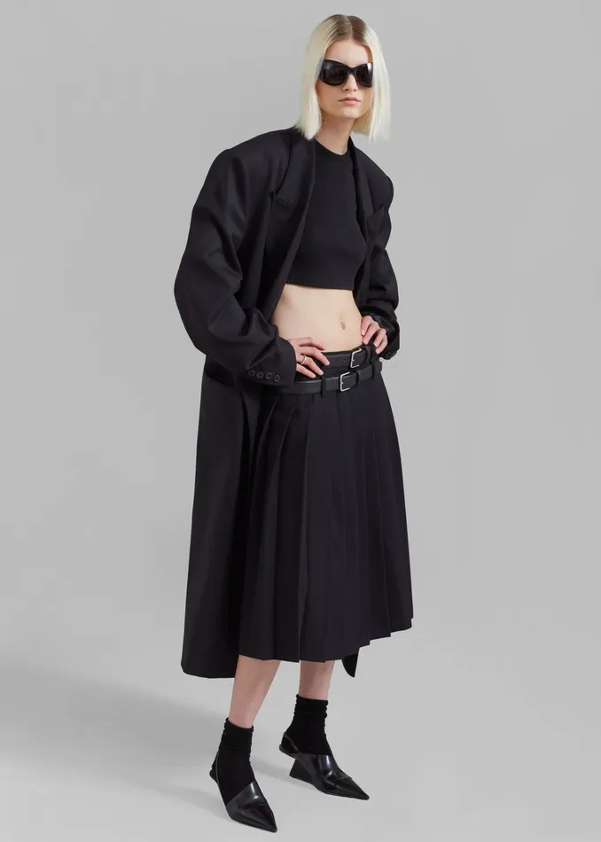 The Frankie Shop Bottoms Wednesday Belted Pleated Skirt 8211 Black 8211 Women