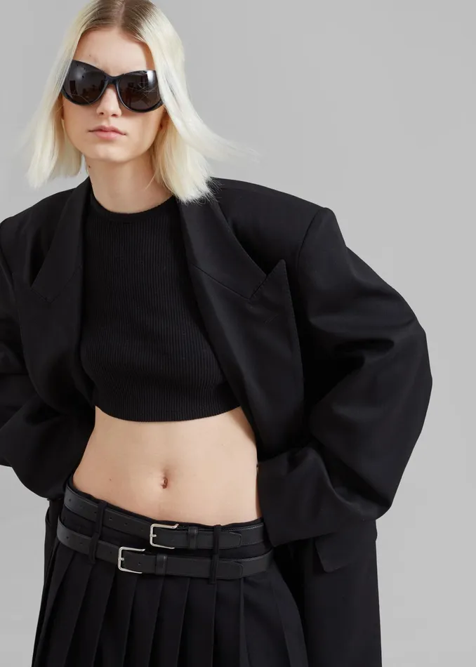 The Frankie Shop Bottoms Wednesday Belted Pleated Skirt 8211 Black 8211 Women