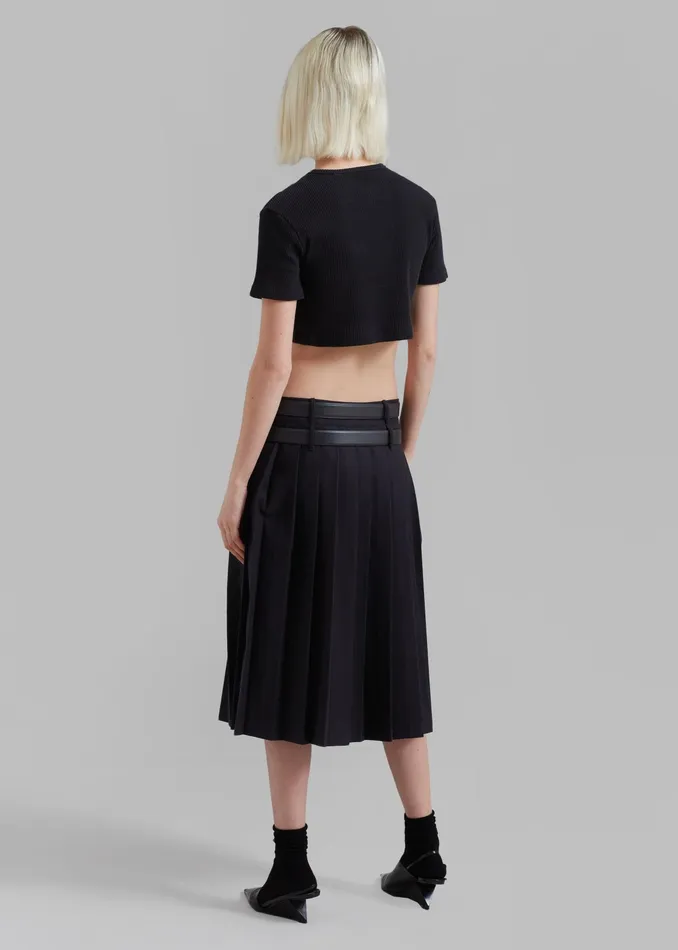 The Frankie Shop Bottoms Wednesday Belted Pleated Skirt 8211 Black 8211 Women