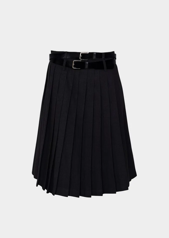 The Frankie Shop Bottoms Wednesday Belted Pleated Skirt 8211 Black 8211 Women