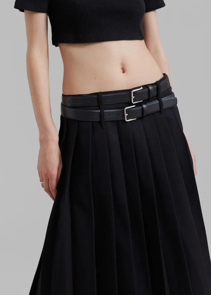 The Frankie Shop Bottoms Wednesday Belted Pleated Skirt 8211 Black 8211 Women