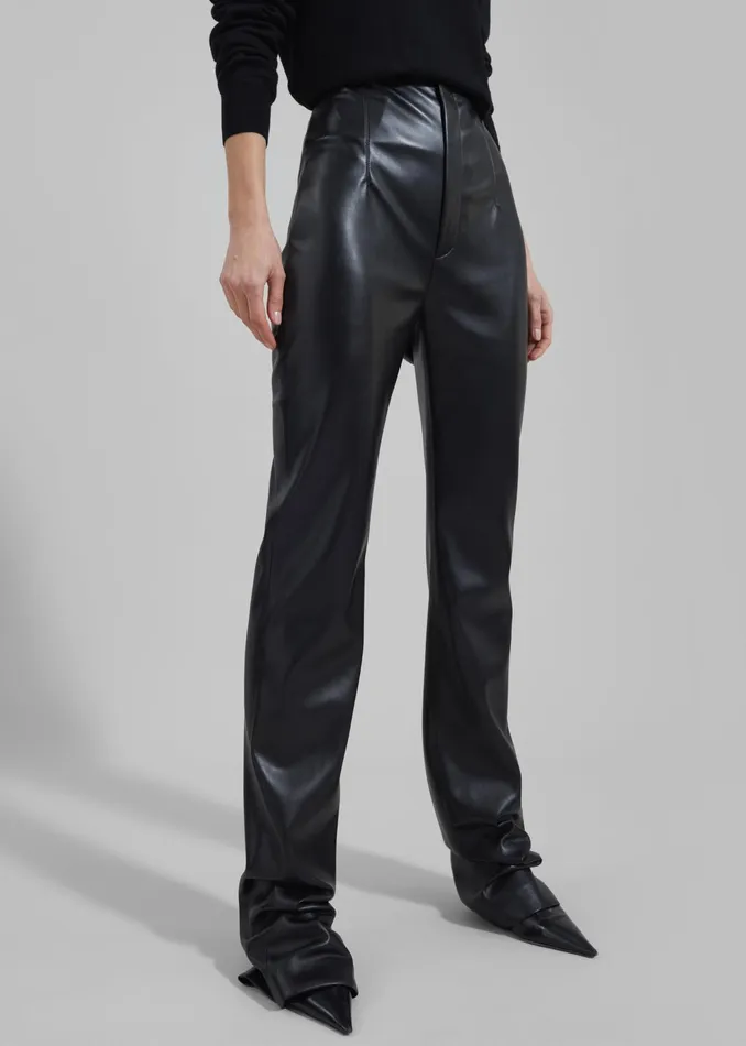 The Frankie Shop Bottoms Ziggy Long Leather Pants 8211 Black 8211 Women