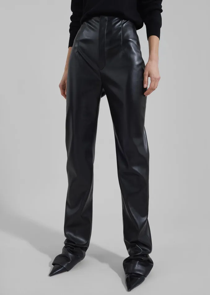The Frankie Shop Bottoms Ziggy Long Leather Pants 8211 Black 8211 Women