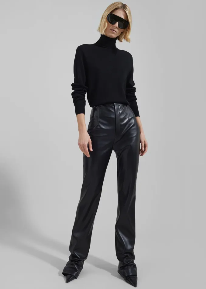 The Frankie Shop Bottoms Ziggy Long Leather Pants 8211 Black 8211 Women