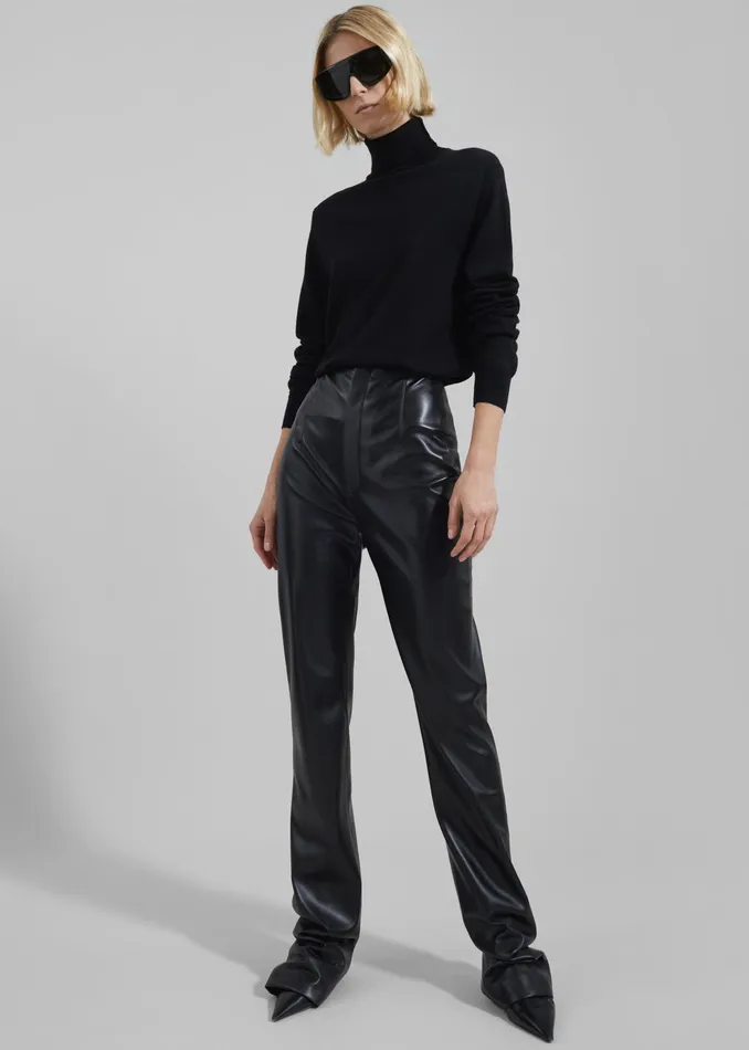 The Frankie Shop Bottoms Ziggy Long Leather Pants 8211 Black 8211 Women