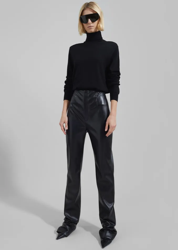 The Frankie Shop Bottoms Ziggy Long Leather Pants 8211 Black 8211 Women