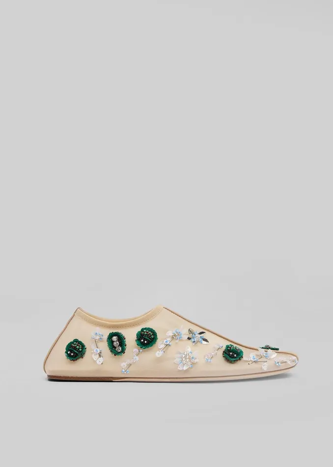 The Frankie Shop Christopher Esber Embla Beaded Mesh Flat 8211 EcruMulti 8211 Women