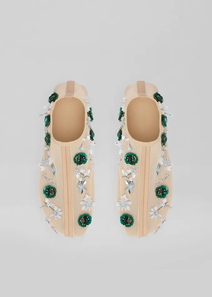 The Frankie Shop Christopher Esber Embla Beaded Mesh Flat 8211 EcruMulti 8211 Women