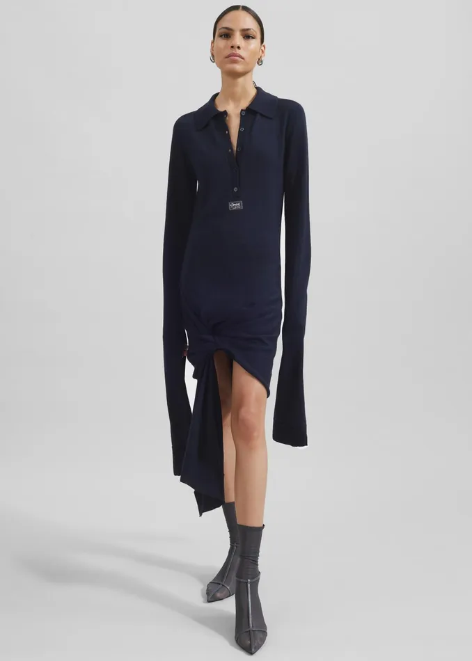 The Frankie Shop Dresses Coperni Knotted Sleeved Dress 8211 Blue 8211 Women